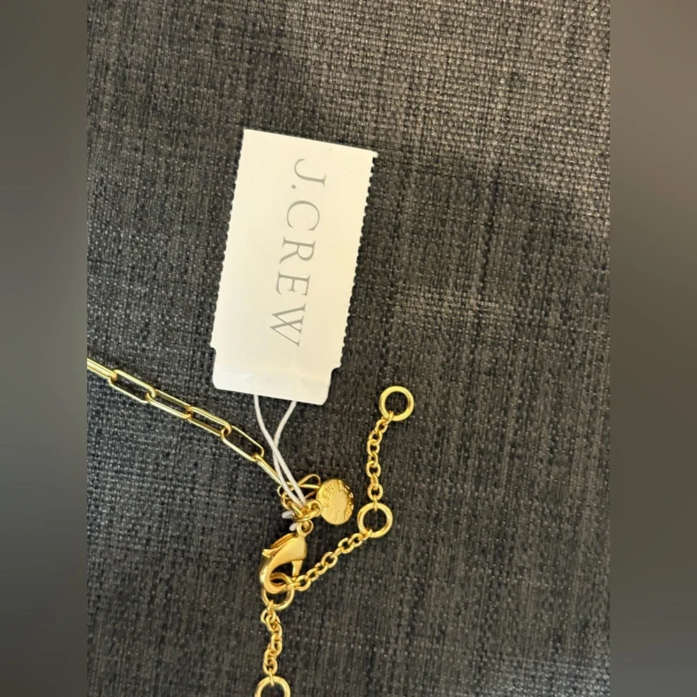 NWT J.Crew Square Crystal Station Necklace in Gold